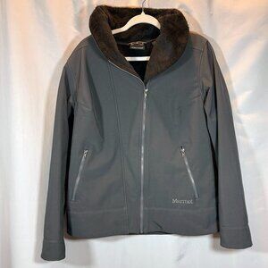 Marmot Vintage Fleece Shell - Women's XL Black with Wide Fur-Like Collar